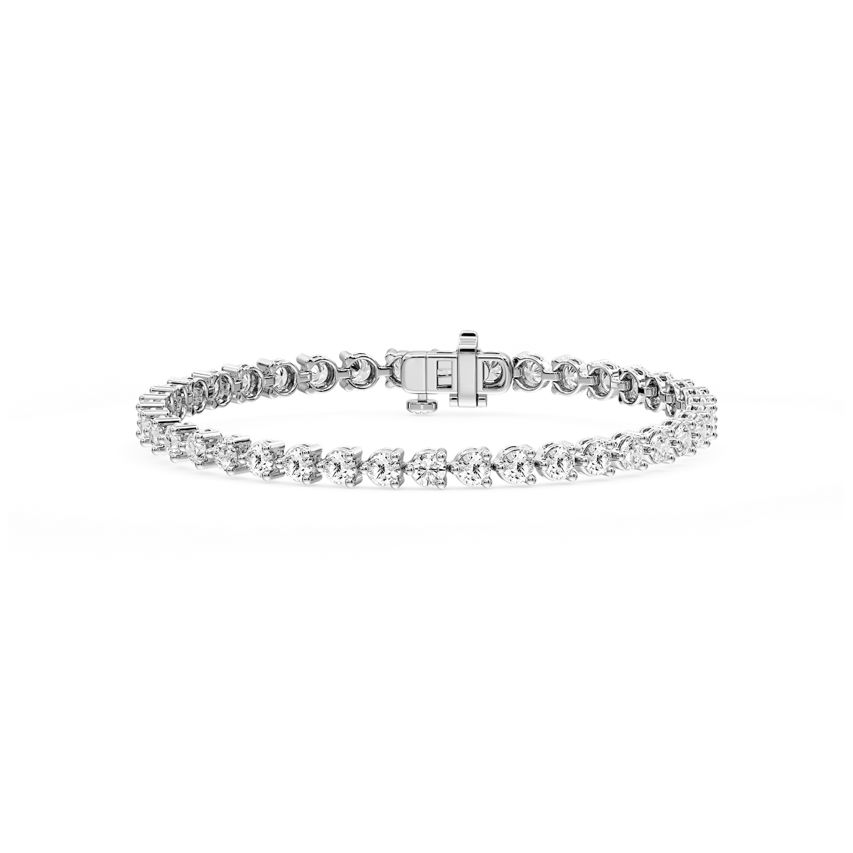 Round Lab Grown Diamond Three Prong Tennis Bracelet
