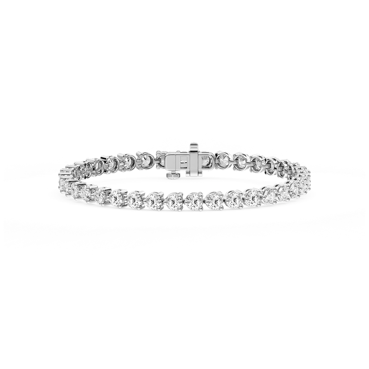 Round Lab Grown Diamond Three Prong Tennis Bracelet