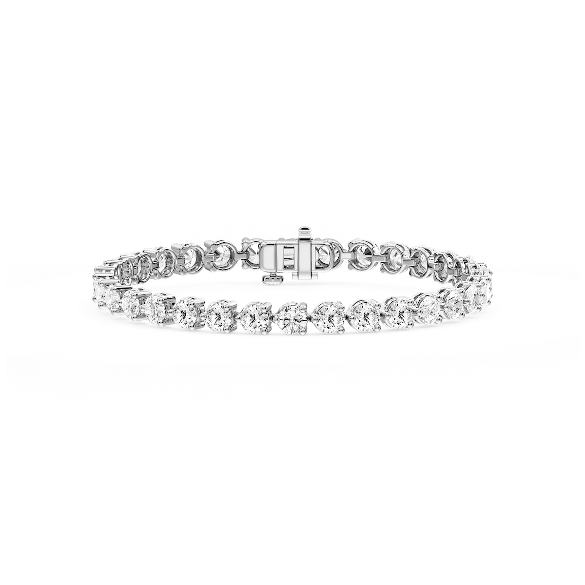 Round Lab Grown Diamond Three Prong Tennis Bracelet