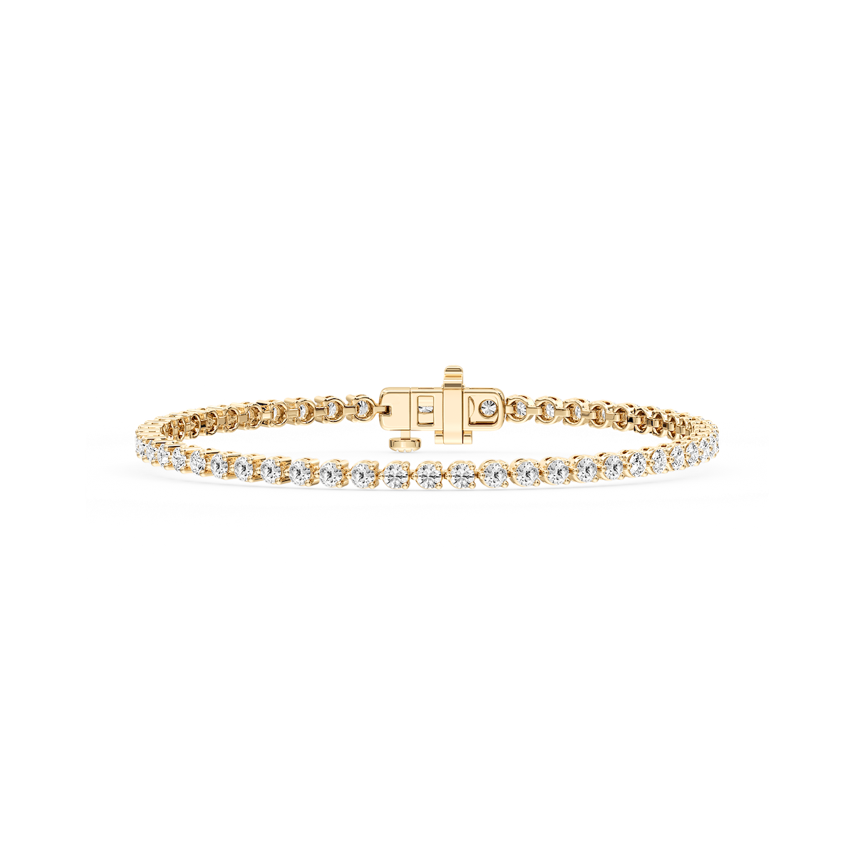 Round Lab Grown Diamond Three Prong Tennis Bracelet