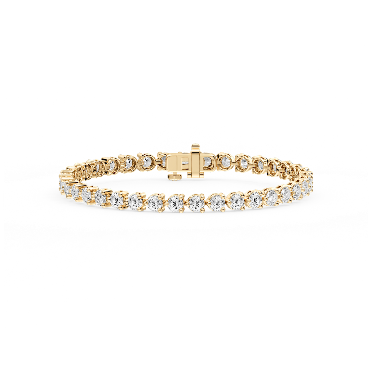 Round Lab Grown Diamond Three Prong Tennis Bracelet