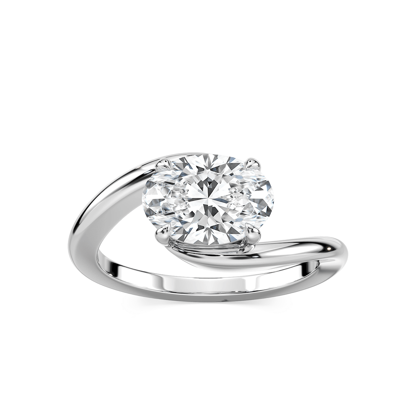 Saige Oval Lab Grown Diamond Bypass Solitaire Engagement Ring