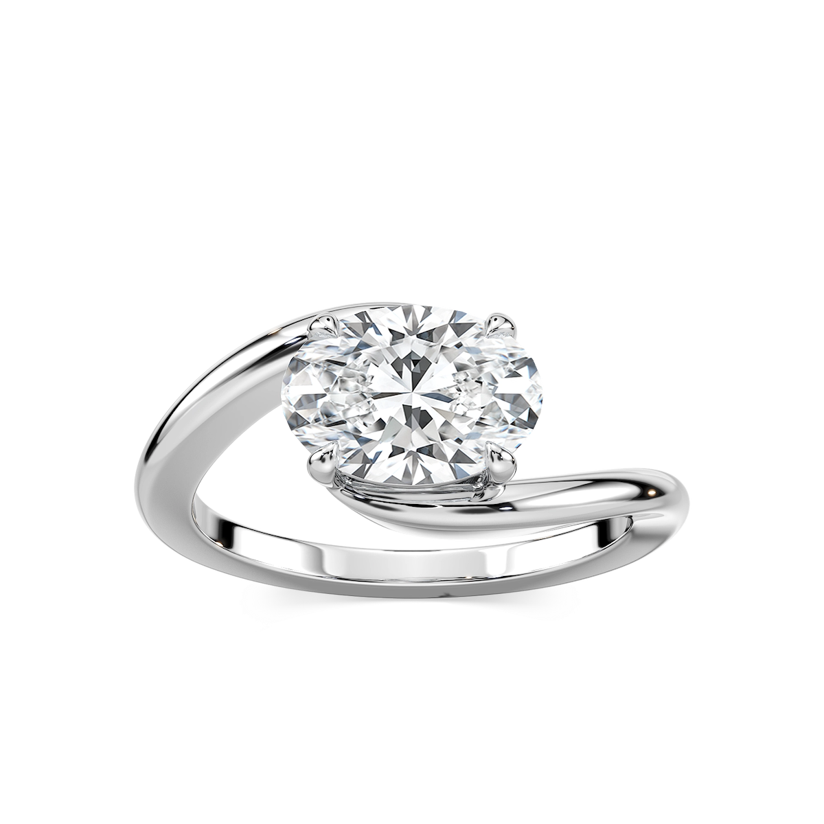 Saige Oval Lab Grown Diamond Bypass Solitaire Engagement Ring