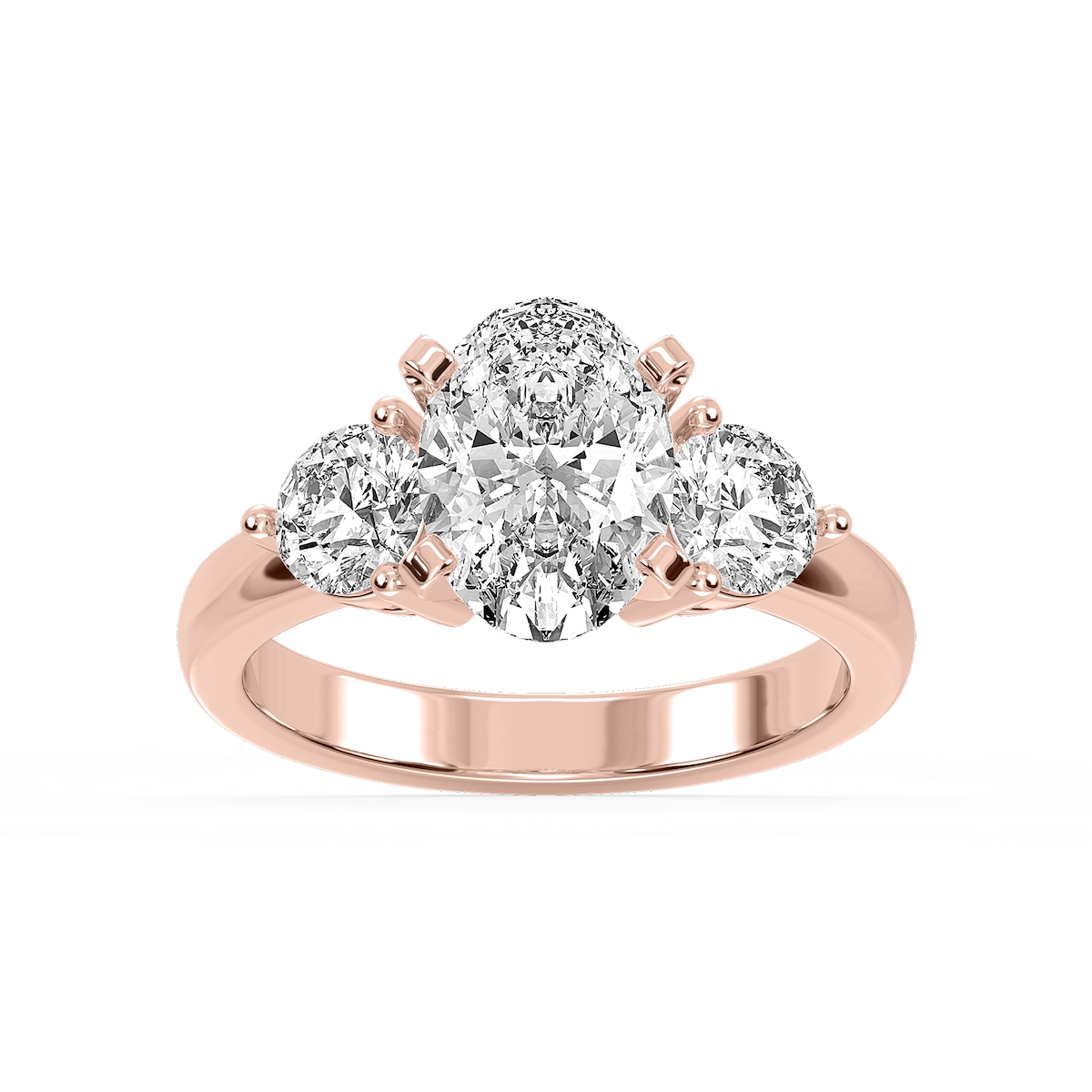 Savannah Oval Lab Grown Diamond Round Sides Three Stone Engagement Ring