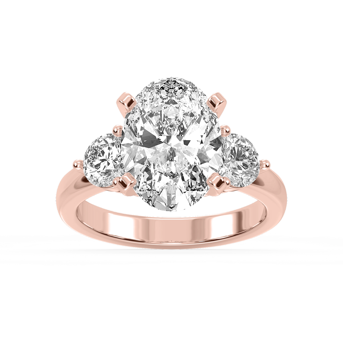 Savannah Oval Lab Grown Diamond Round Sides Three Stone Engagement Ring