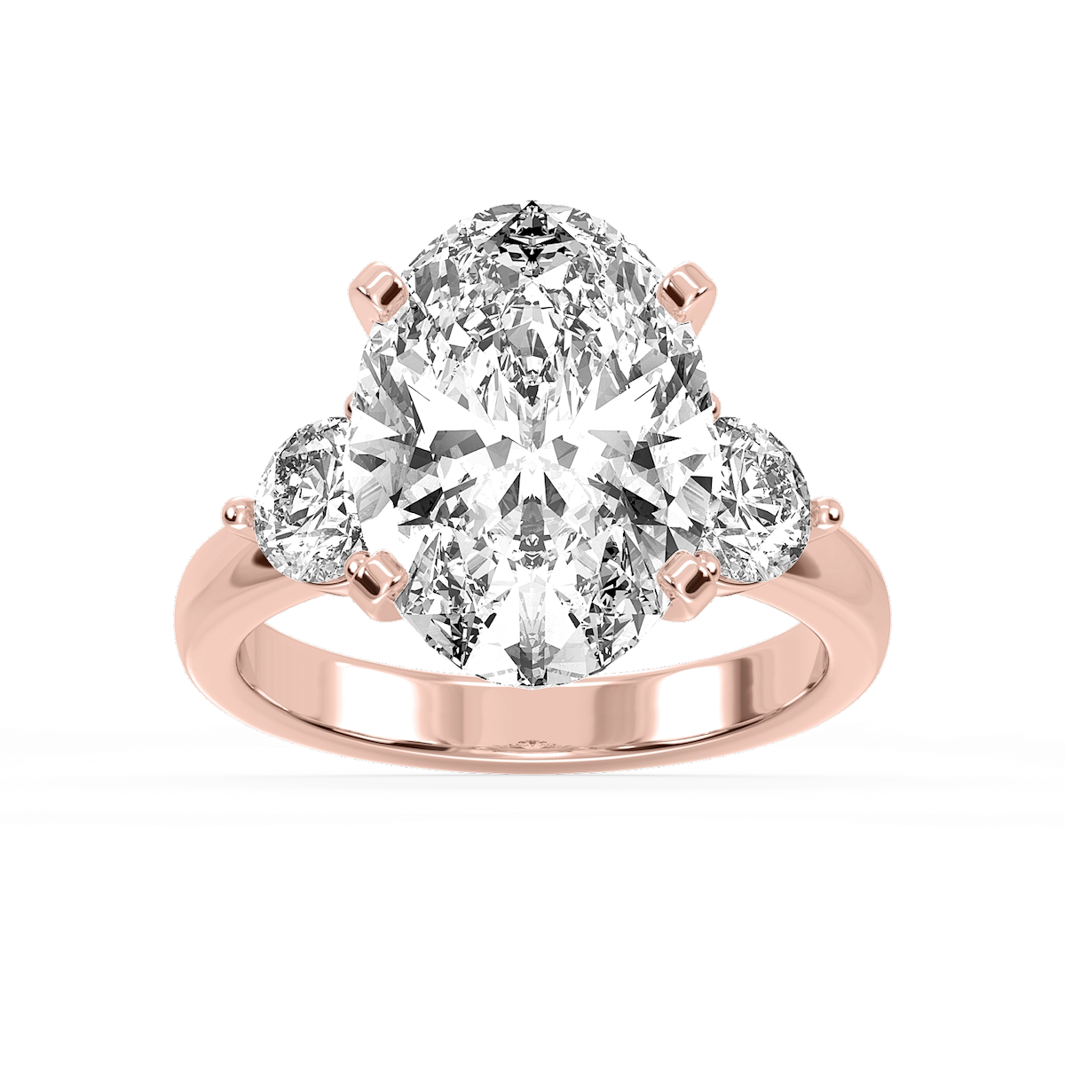 Savannah Oval Lab Grown Diamond Round Sides Three Stone Engagement Ring