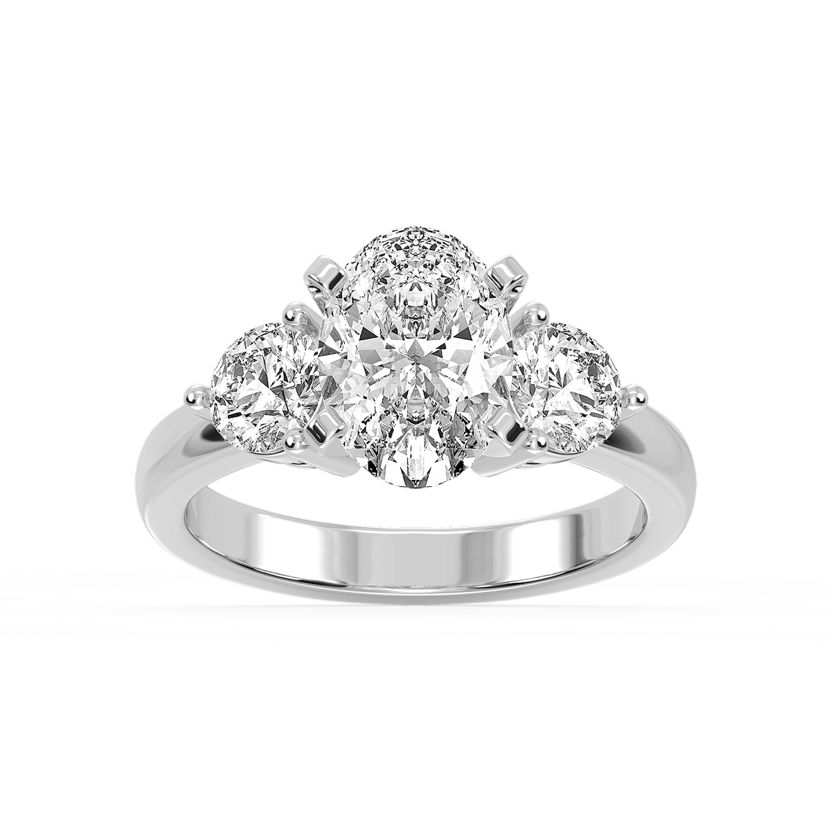 Savannah Oval Lab Grown Diamond Round Sides Three Stone Engagement Ring