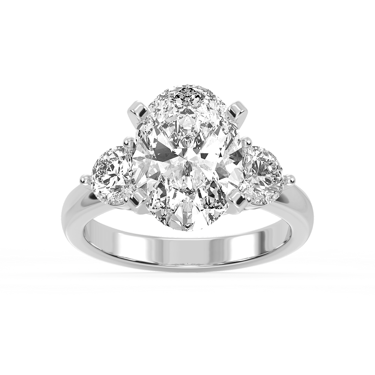 Savannah Oval Lab Grown Diamond Round Sides Three Stone Engagement Ring