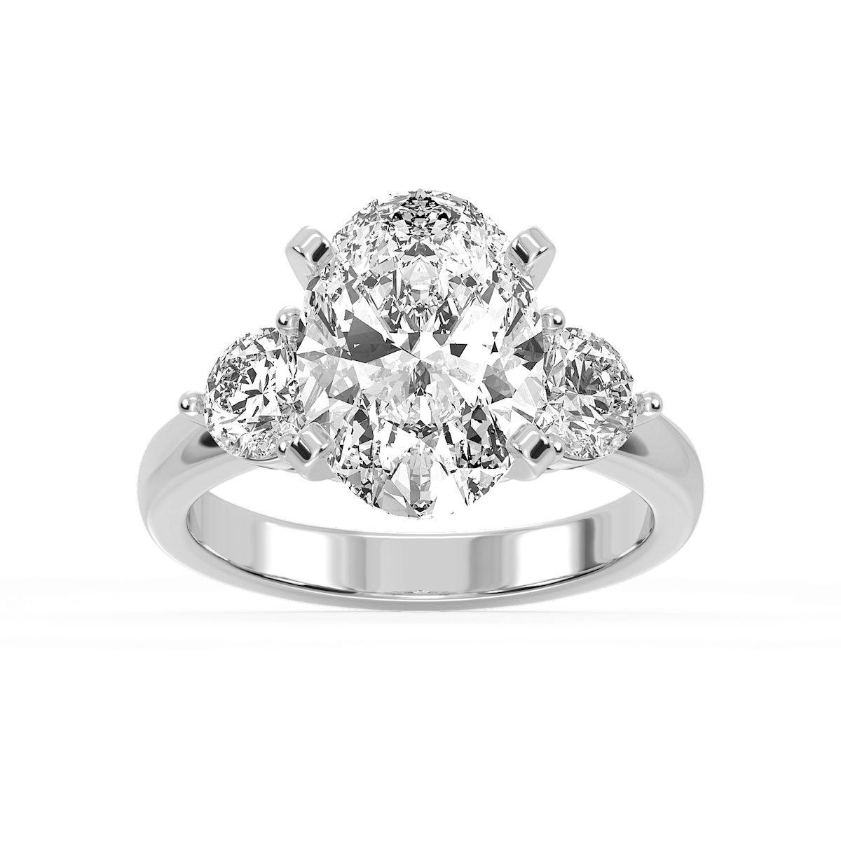 Savannah Oval Lab Grown Diamond Round Sides Three Stone Engagement Ring