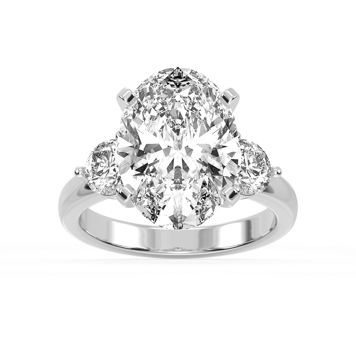 Savannah Oval Lab Grown Diamond Round Sides Three Stone Engagement Ring