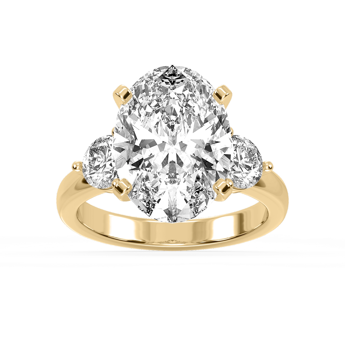Savannah Oval Lab Grown Diamond Round Sides Three Stone Engagement Ring