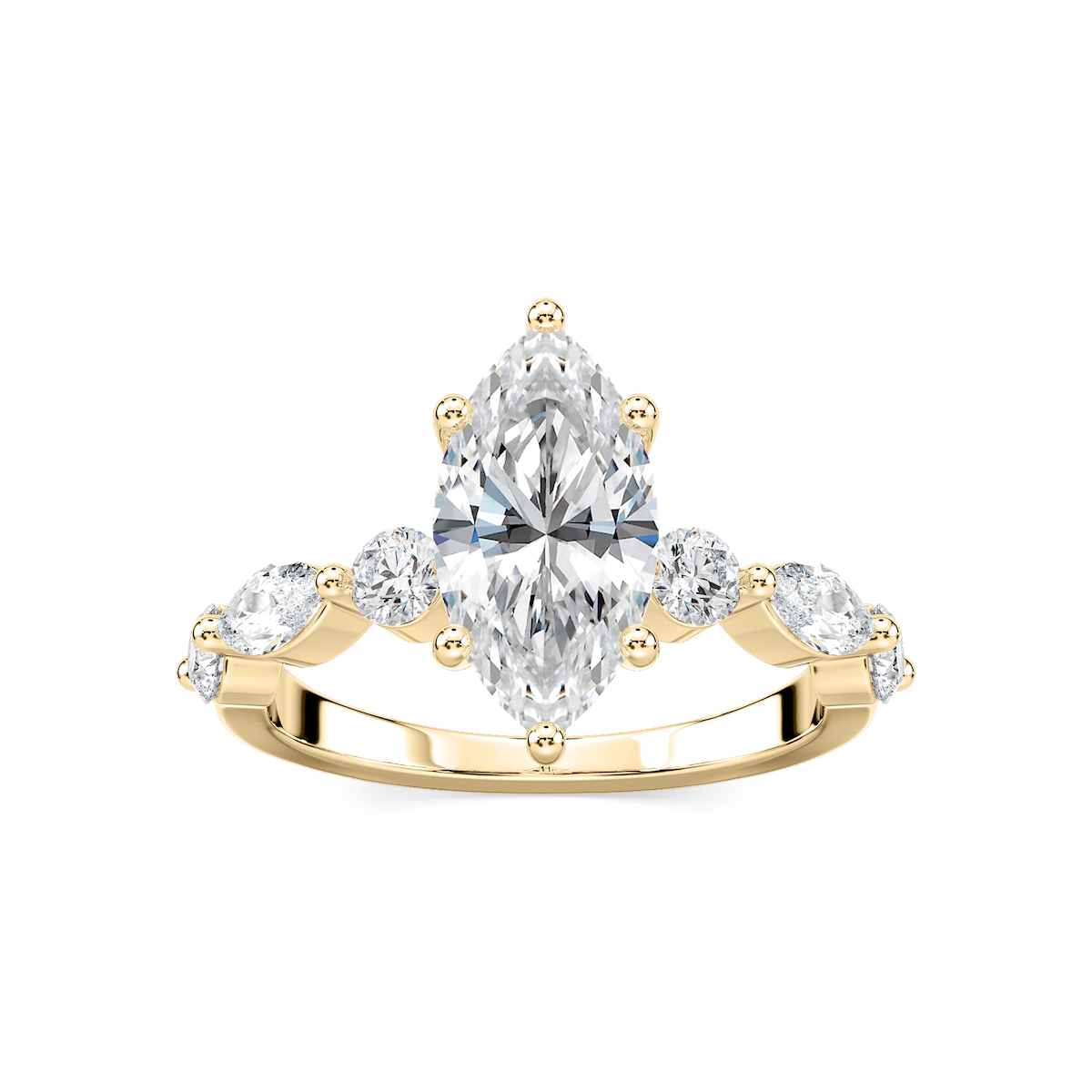 Sia Marquise Lab Grown Diamond Single Shared Prong Side Stone Engagement Ring