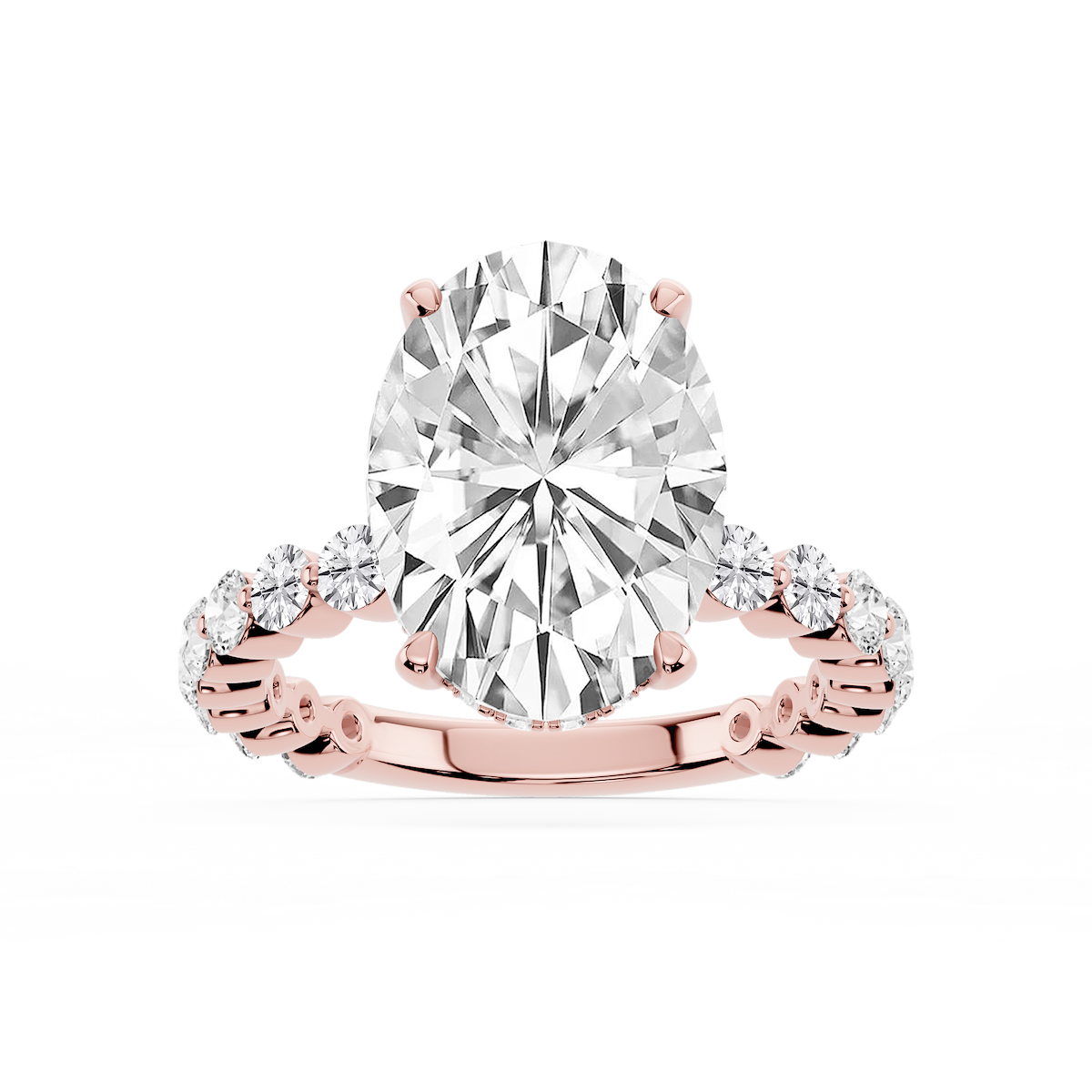 Tamara Oval Lab Grown Diamond Single Shared Prong Hidden Halo Engagement Ring