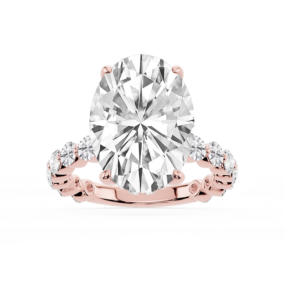 Tamara Oval Lab Grown Diamond Single Shared Prong Hidden Halo Engagement Ring