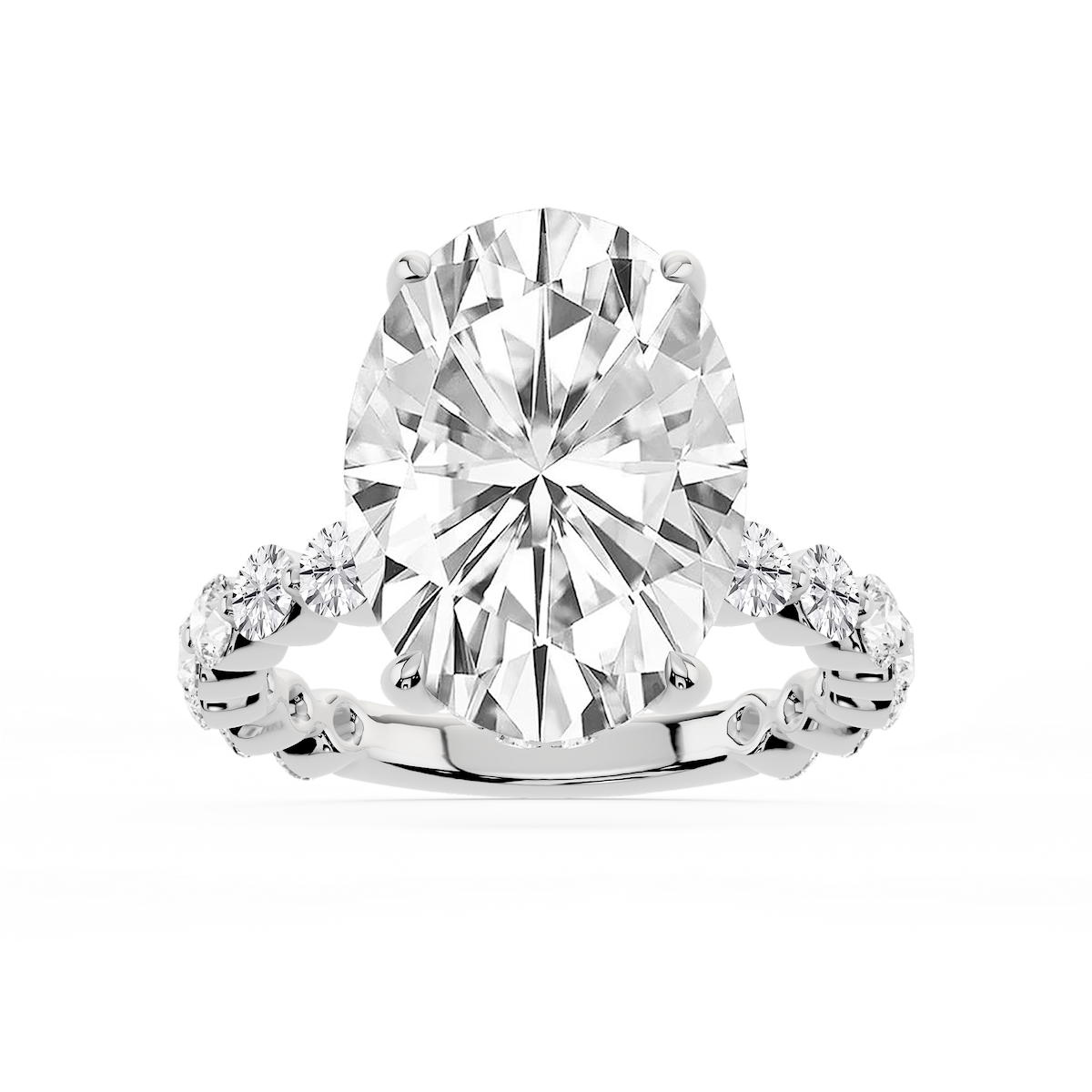 Tamara Oval Lab Grown Diamond Single Shared Prong Hidden Halo Engagement Ring