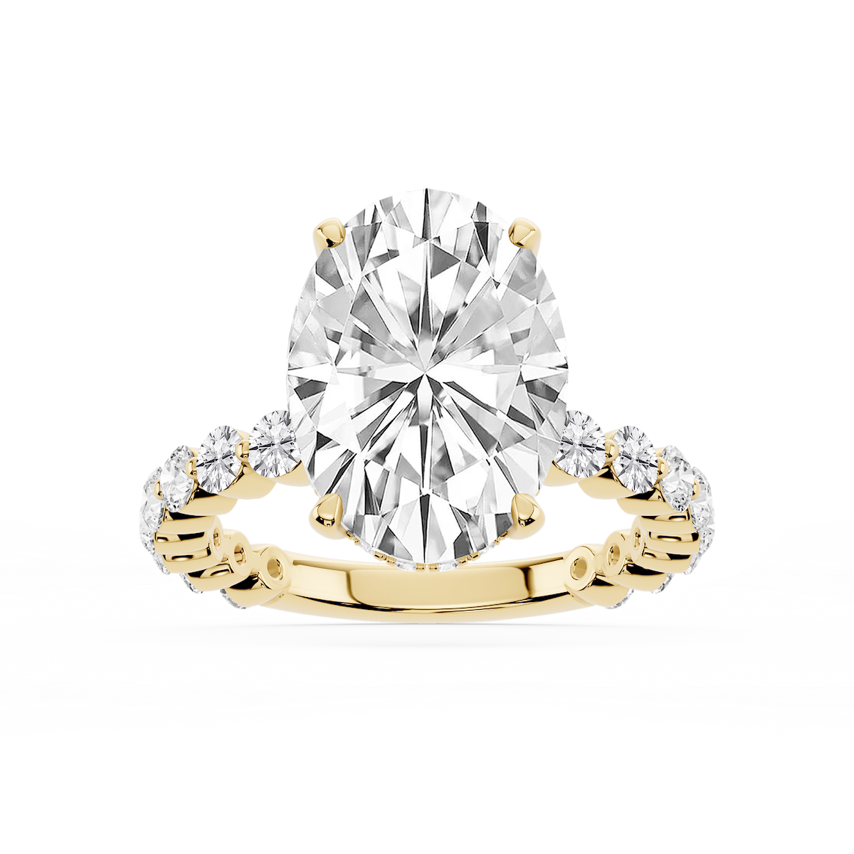 Tamara Oval Lab Grown Diamond Single Shared Prong Hidden Halo Engagement Ring