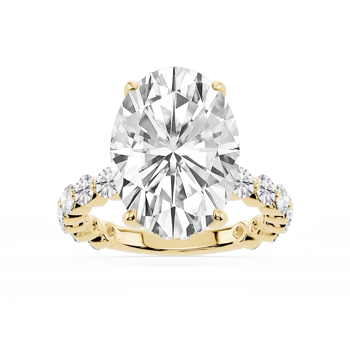 Tamara Oval Lab Grown Diamond Single Shared Prong Hidden Halo Engagement Ring