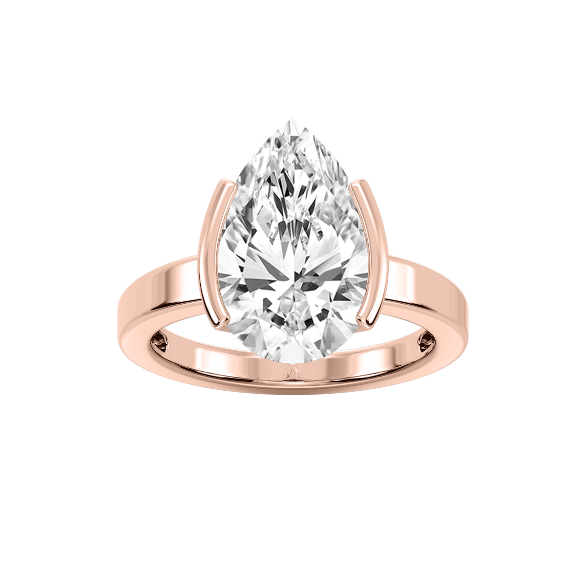 Teagan Pear Lab Grown Diamond Half Bezel Solitaire Engagement Ring