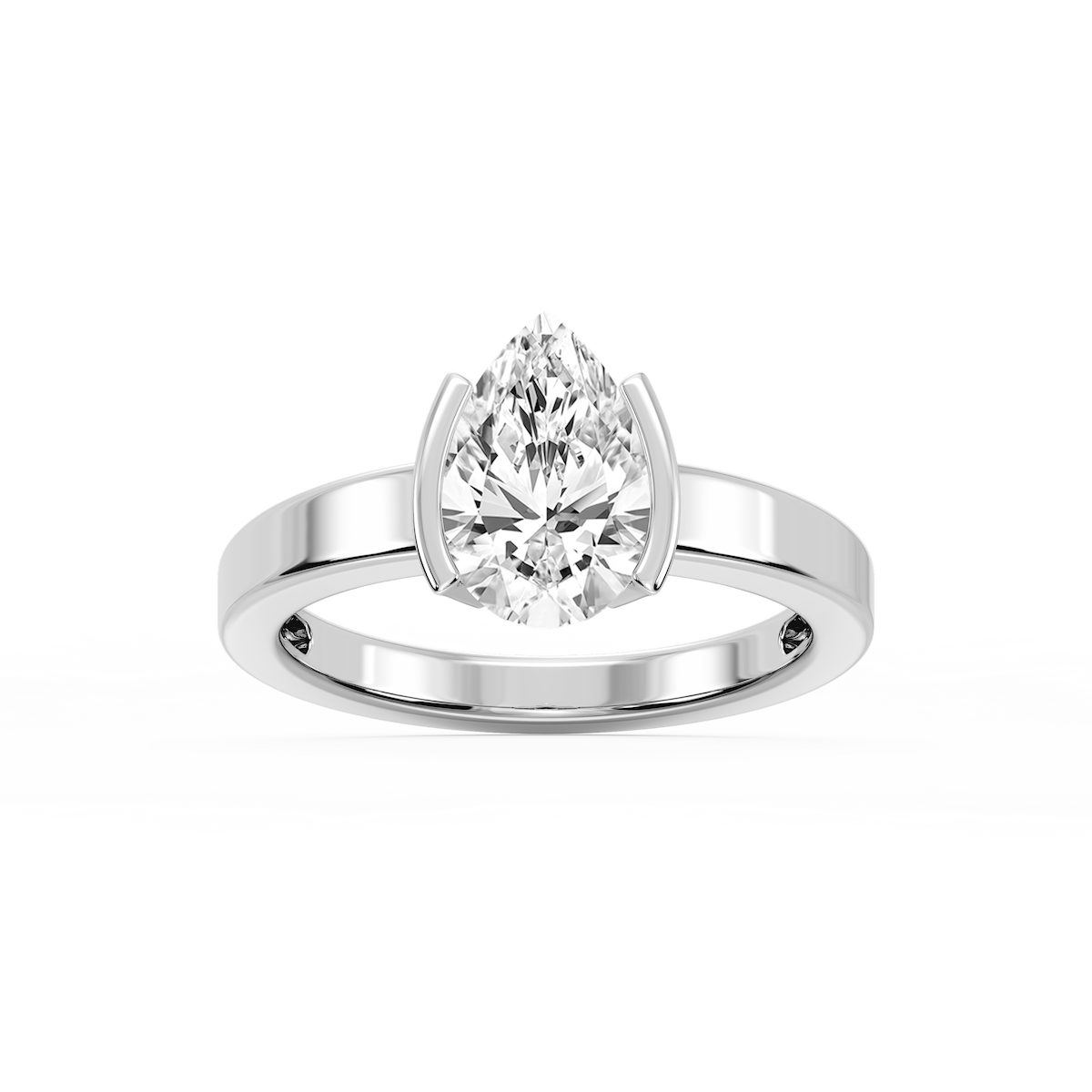 Teagan Pear Lab Grown Diamond Half Bezel Solitaire Engagement Ring