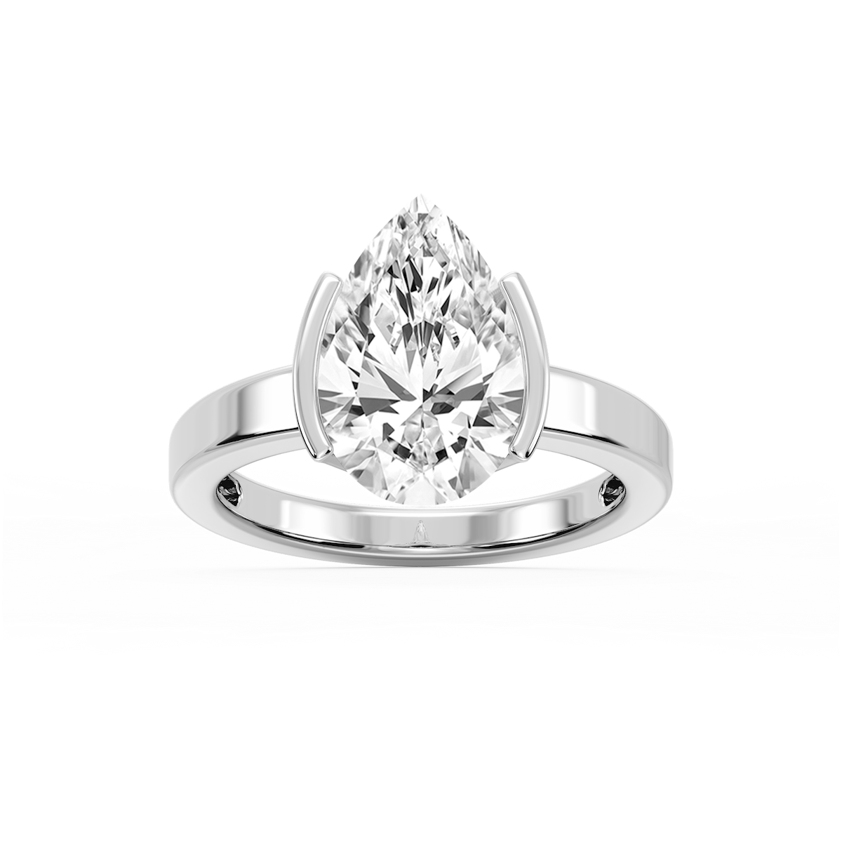 Teagan Pear Lab Grown Diamond Half Bezel Solitaire Engagement Ring