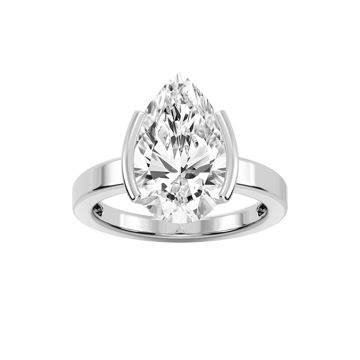 Teagan Pear Lab Grown Diamond Half Bezel Solitaire Engagement Ring