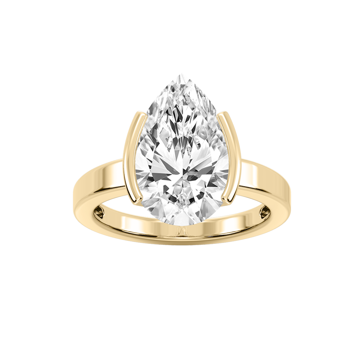 Teagan Pear Lab Grown Diamond Half Bezel Solitaire Engagement Ring