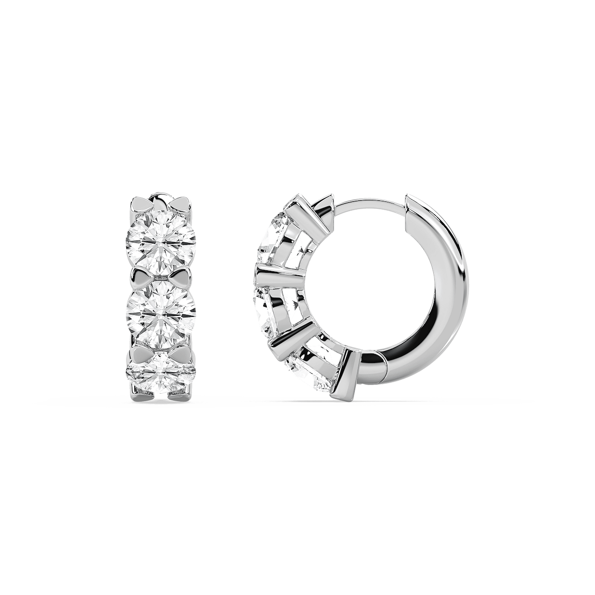 Orecchini A Cerchio Clip-on Con Zirconi – 3 File A Cupola – Placcatura Oro O Argento