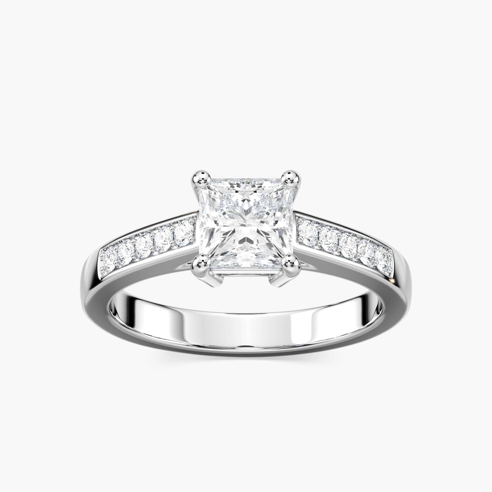 Ashley Lab Grown Diamond Channel Side Stone Engagement Ring - MiaDonna