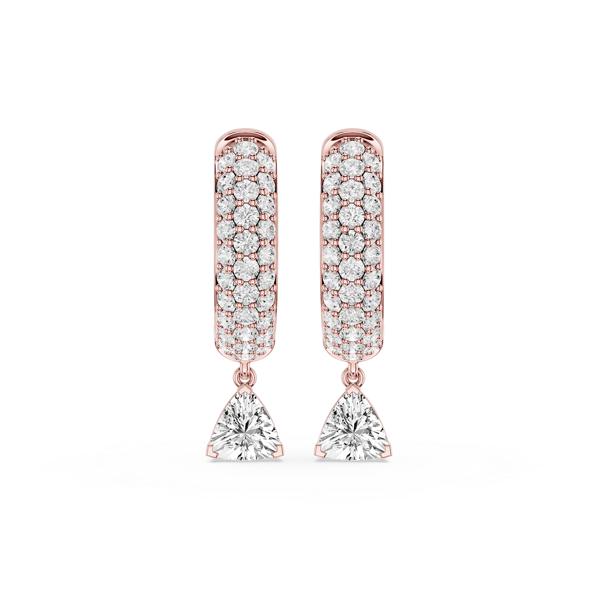 Trillion Lab Grown Diamond Pave Hoop Drop Earrings
