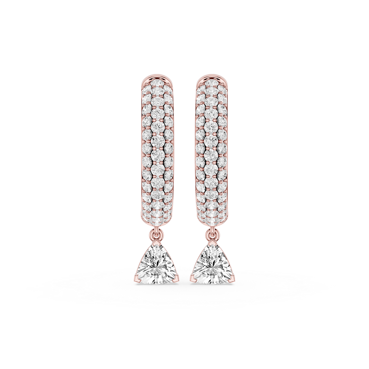Trillion Lab Grown Diamond Pave Hoop Drop Earrings