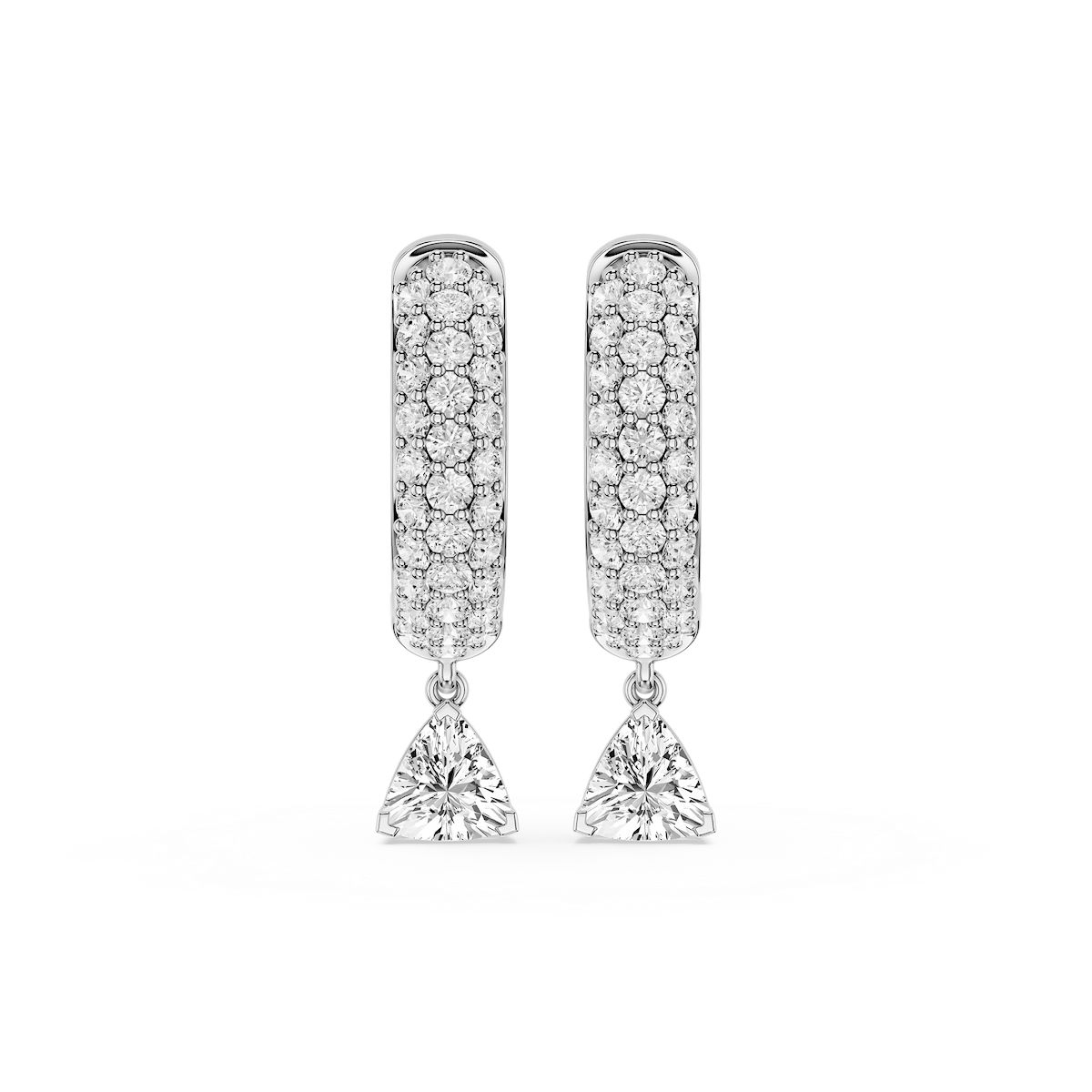 Trillion Lab Grown Diamond Pave Hoop Drop Earrings