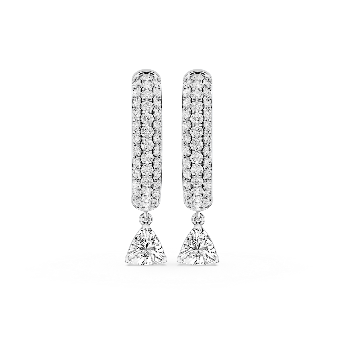 Trillion Lab Grown Diamond Pave Hoop Drop Earrings
