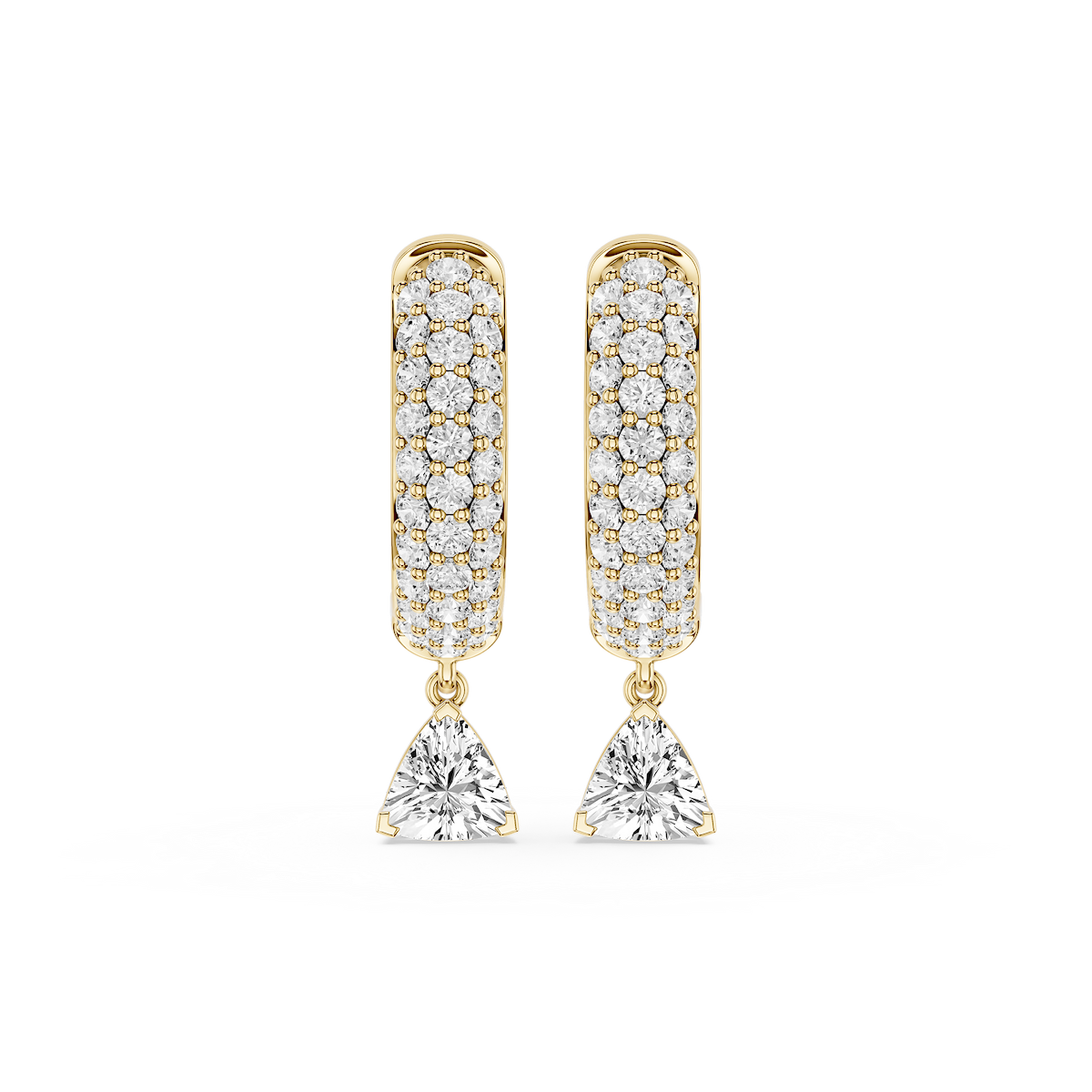 Trillion Lab Grown Diamond Pave Hoop Drop Earrings