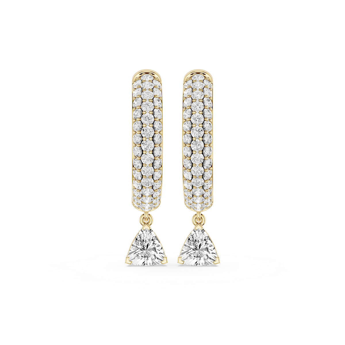 Trillion Lab Grown Diamond Pave Hoop Drop Earrings