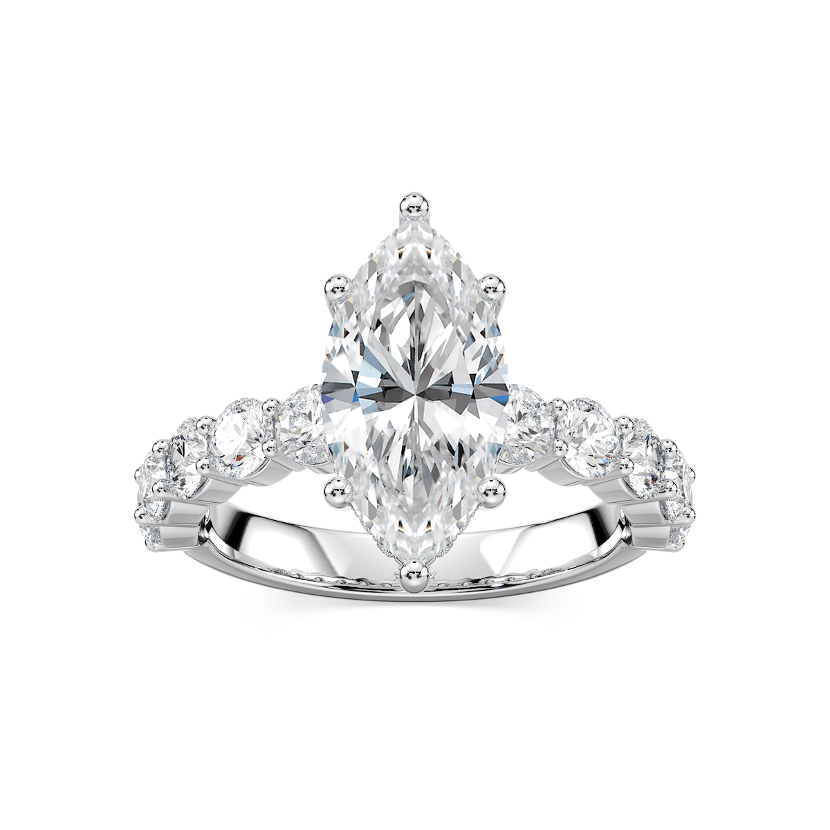 2.01 CT Marquise Lab Grown Diamond Hidden Halo Bridal Set  NEW DIANA M JEWELS 15.00 ct marquise lab-grown diamond ring with 1.00 ct baguett main image 2