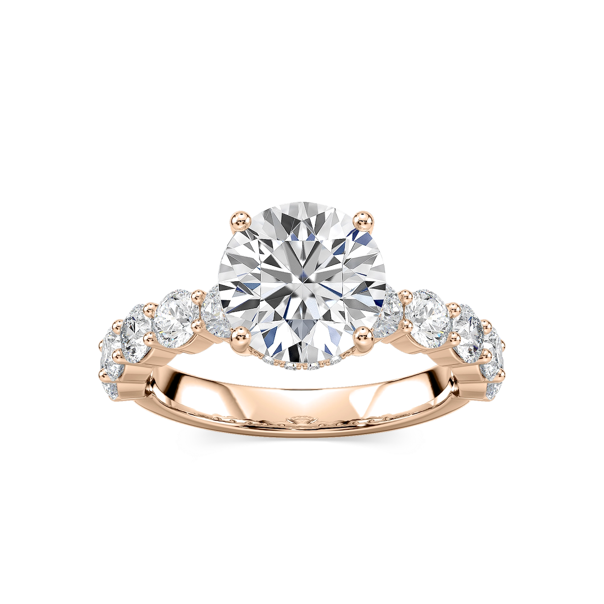 Uma Round Lab Grown Diamond Shared Prong Hidden Halo Engagement Ring