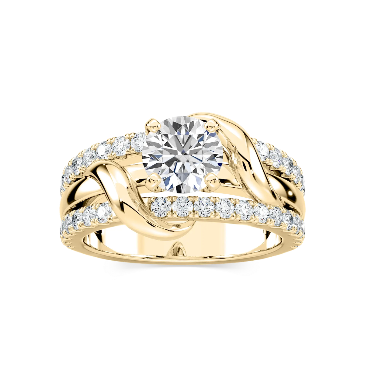 Layla Round Lab Grown Diamond Vine Side Stone Engagement Ring