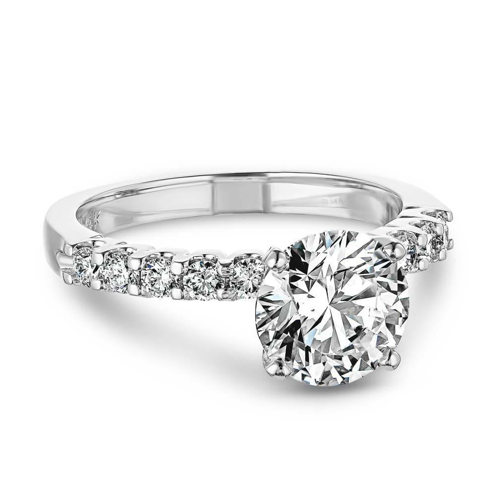 10 Stone Accented Engagement Ring with Lab Grown Diamond 