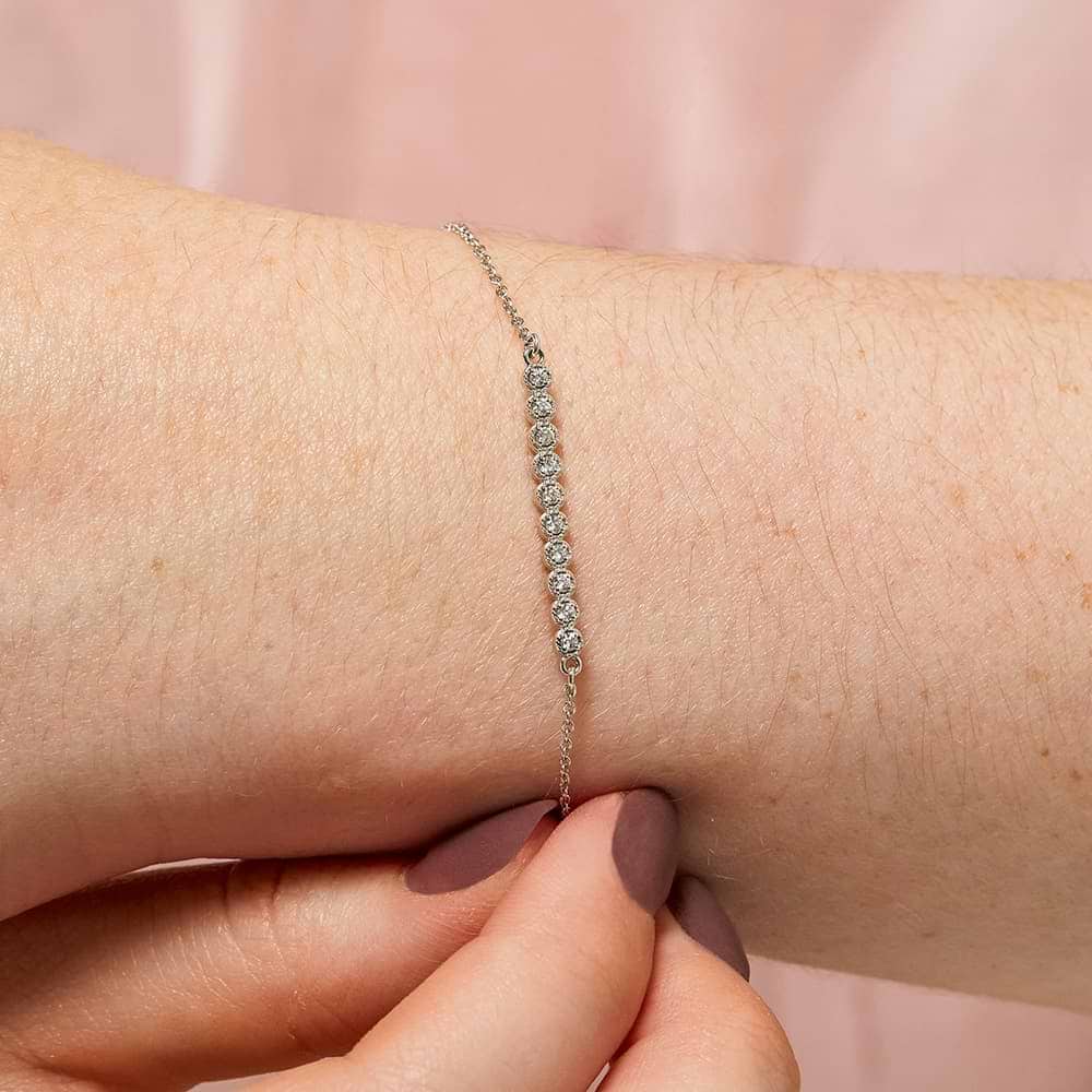 10 Stone Diamond Bar Bracelet (RTS) in 14K white gold | ready to ship bracelet 10 stone lab grown diamond band white gold