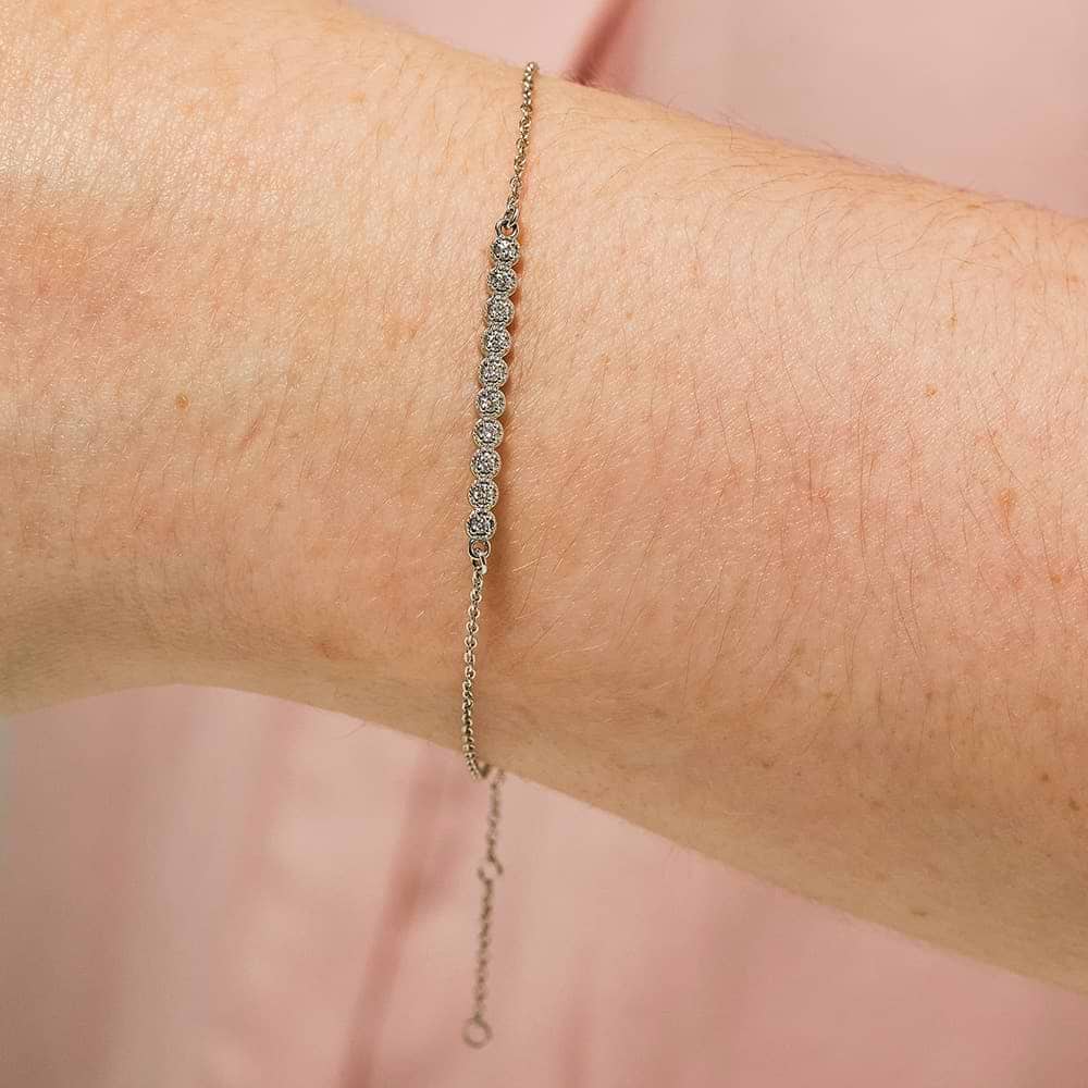 10 Stone Diamond Bar Bracelet (RTS) in 14K white gold | ready to ship bracelet 10 stone lab grown diamond band white gold