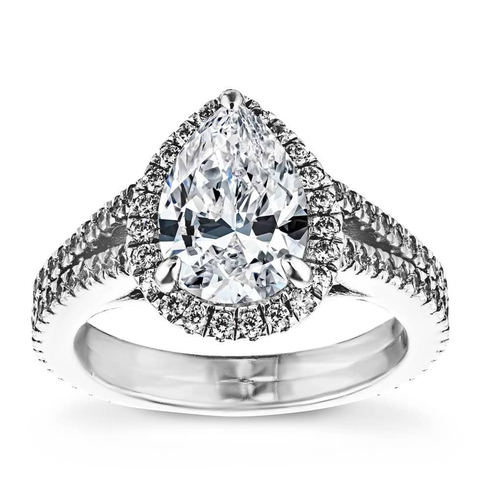 Shown with 2ct Pear Cut Lab Grown Diamond in 14k White Gold