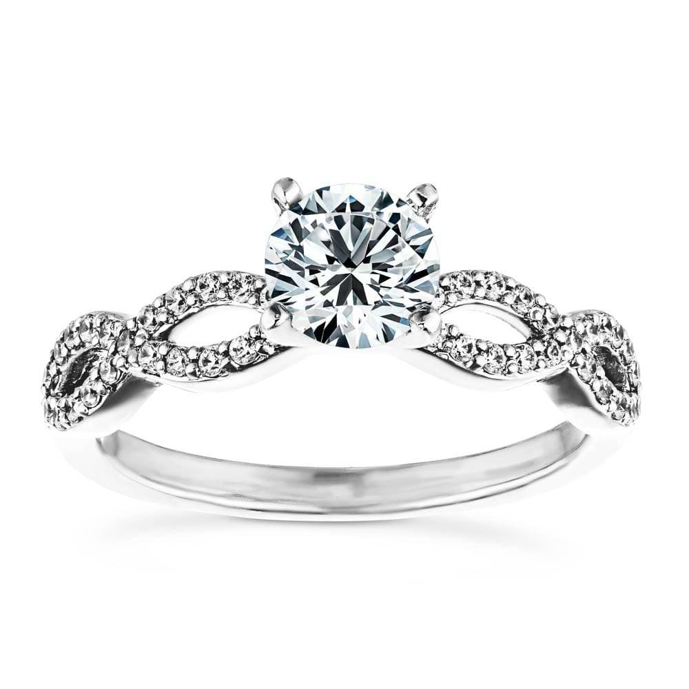 Shown with 1ct Round Cut Lab Grown Diamond in 14k White Gold