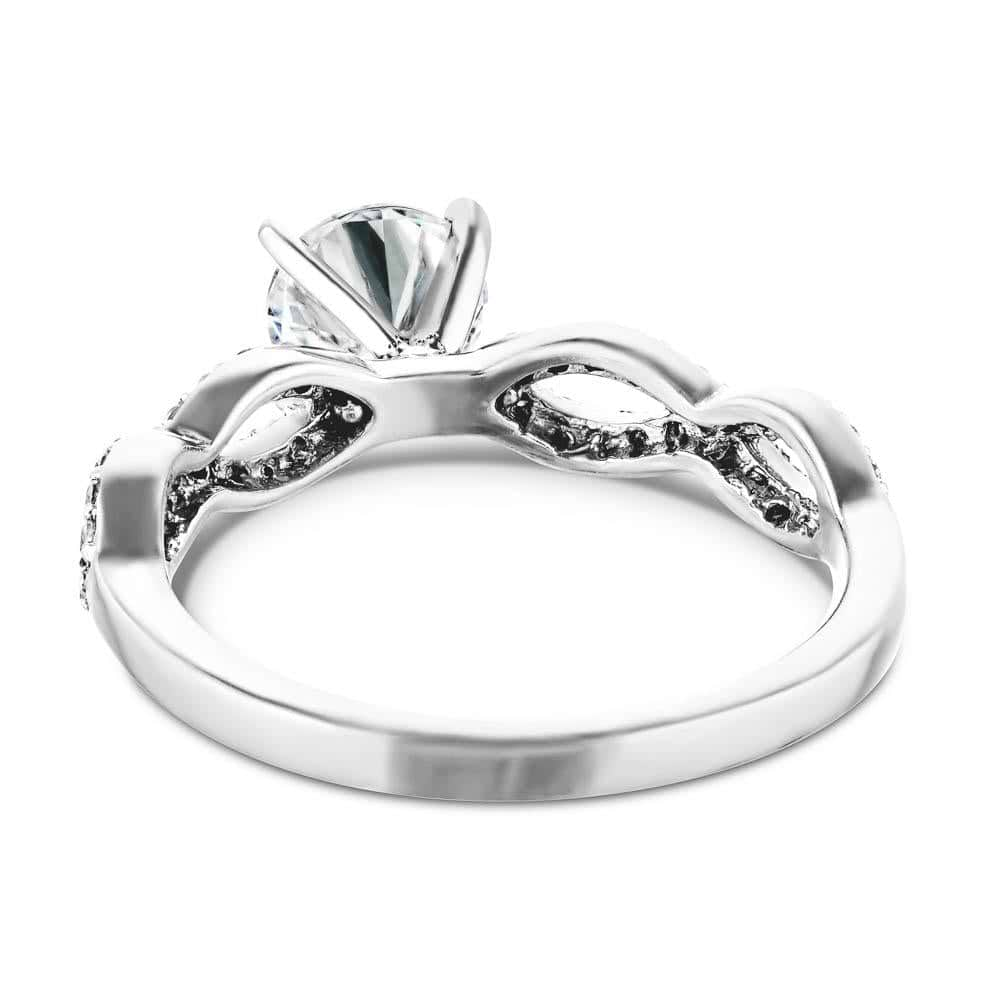 Shown with 1ct Round Cut Lab Grown Diamond in 14k White Gold