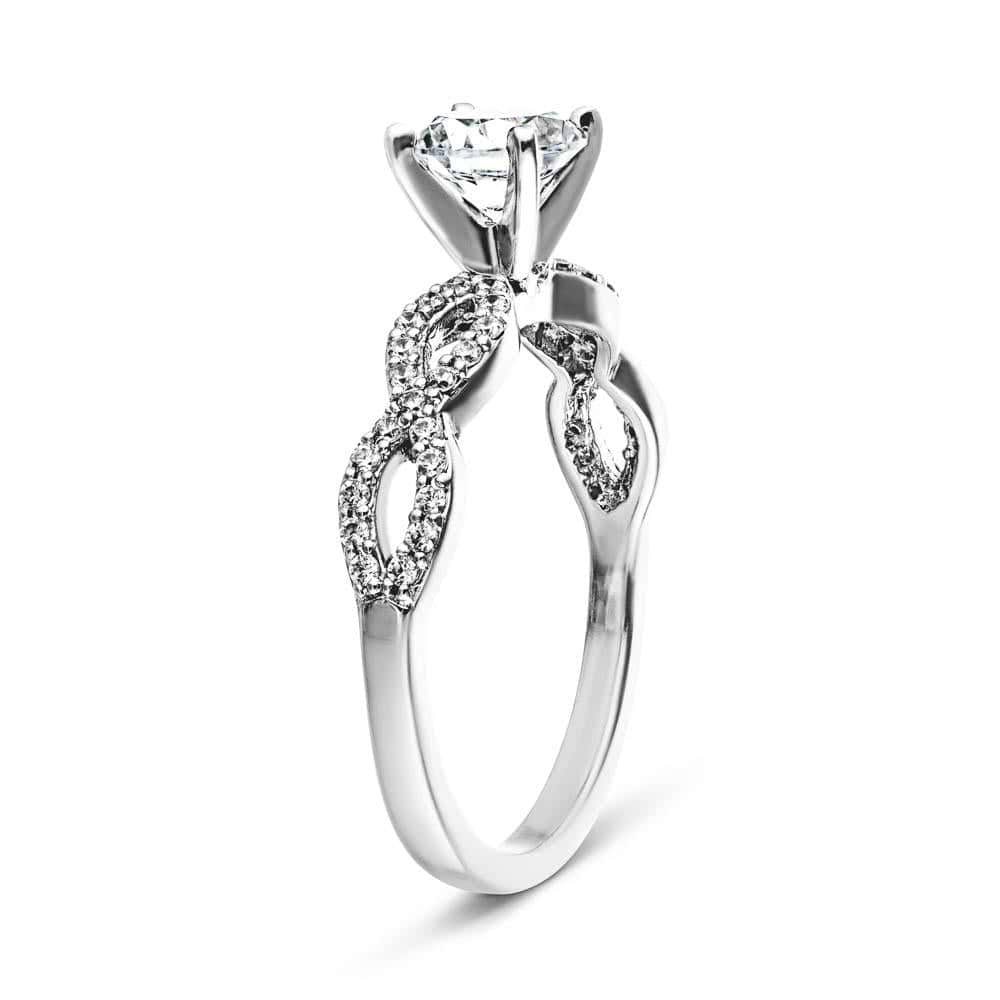 Shown with 1ct Round Cut Lab Grown Diamond in 14k White Gold