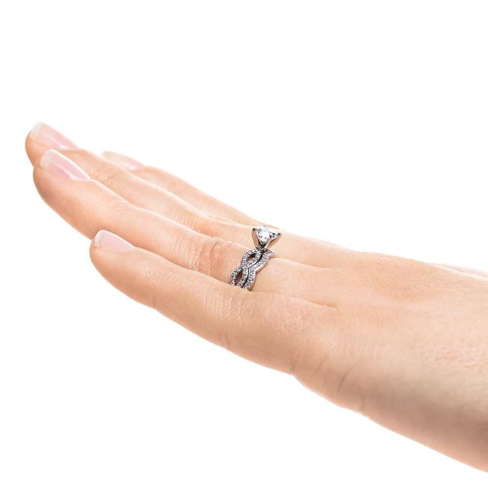 Allure Wedding Set shown with a 1.0ct Round cut Lab-Grown Diamond in recycled 14K white gold|Allure Wedding Set shown with a 1.0ct Round cut Lab-Grown Diamond in recycled 14K white gold
