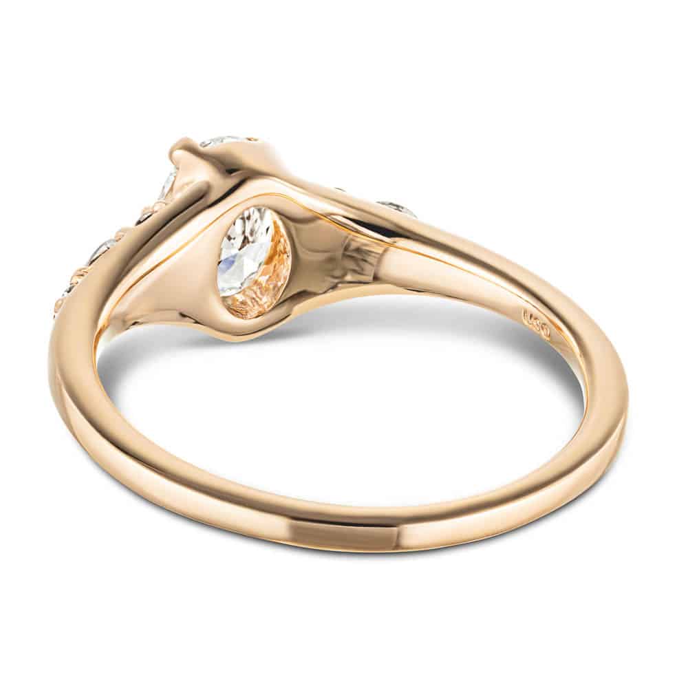 Shown with a 1.0ct Oval cut Lab-Grown Diamond in recycled 14K rose gold with accenting stones