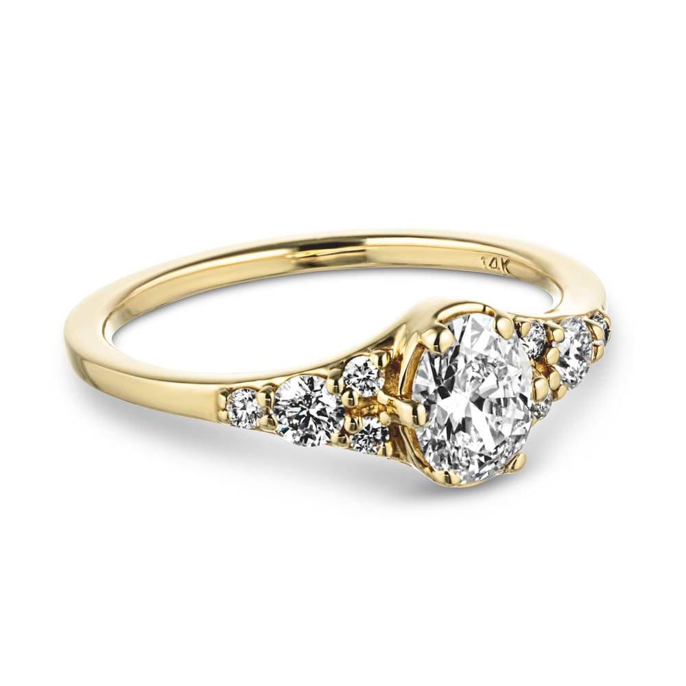 Shown with a 1.0ct Oval cut Lab-Grown Diamond in recycled 14K yellow gold with accenting stones