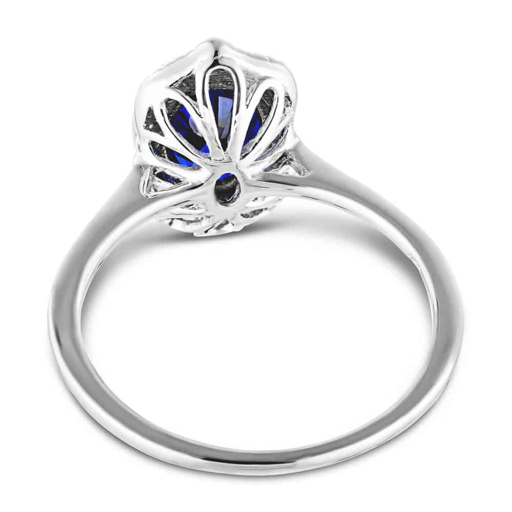 Shown with 2ct Oval Cut Lab Grown Blue Sapphire in 14k White Gold