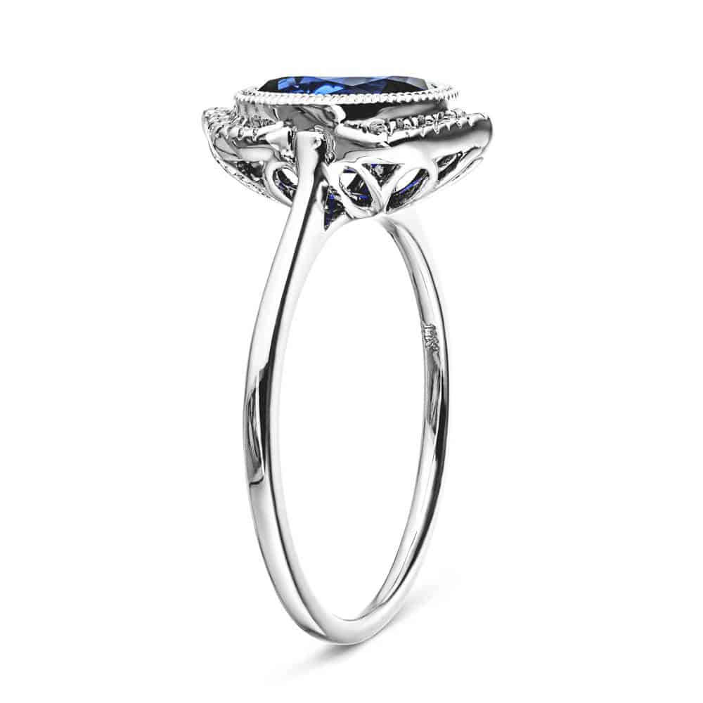 Shown with 2ct Oval Cut Lab Grown Blue Sapphire in 14k White Gold