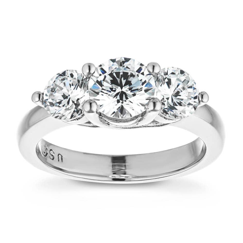 Shown with 3 Round Cut Lab Grown Diamonds in 14k White Gold